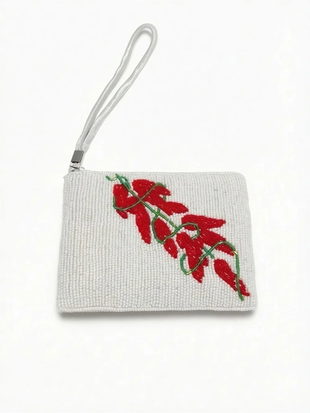Red Hot Chili Peppers Beaded White Wristlet Clutch